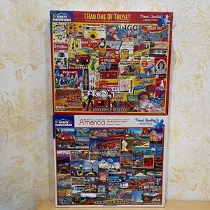 White Mountain Puzzle Set - Colorful Collage and Scenic America